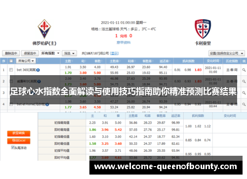 足球心水指数全面解读与使用技巧指南助你精准预测比赛结果
